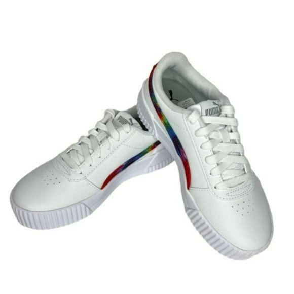 Puma White Carina Tie Dye Big Kids Soft Foam Athletic Shoes Junior Size 4C - Picture 13 of 14